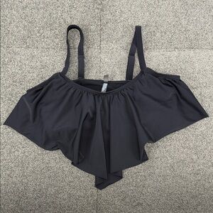 Torrid Swimsuit Top Wm 1 (US 1X 14/16) Black Ruffled Bikini  Adjustable Modest